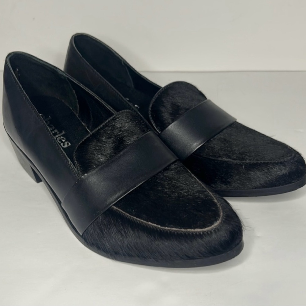 Black Calf Fur Loafers